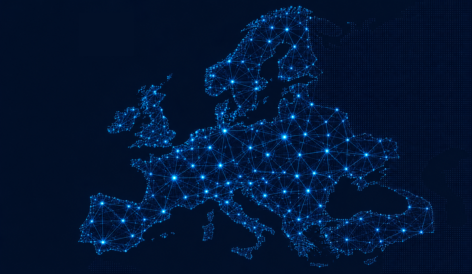 Map of connected cities across the European Union